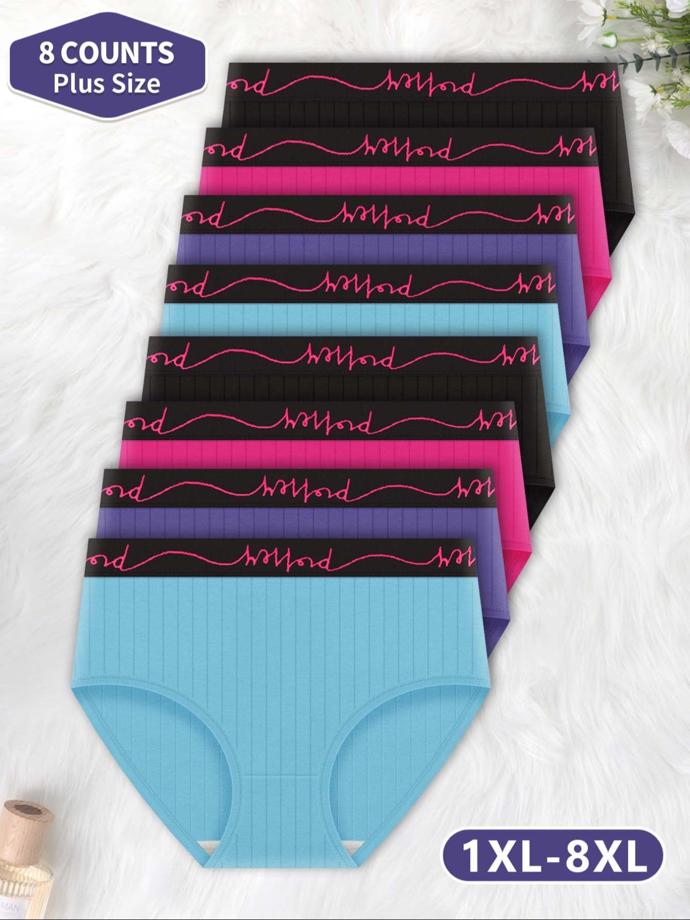 【Plus Size】 Letter Tape Briefs, Soft Comfy Breathable Panty for Daily Wear, Women's Underwear for All Seasons