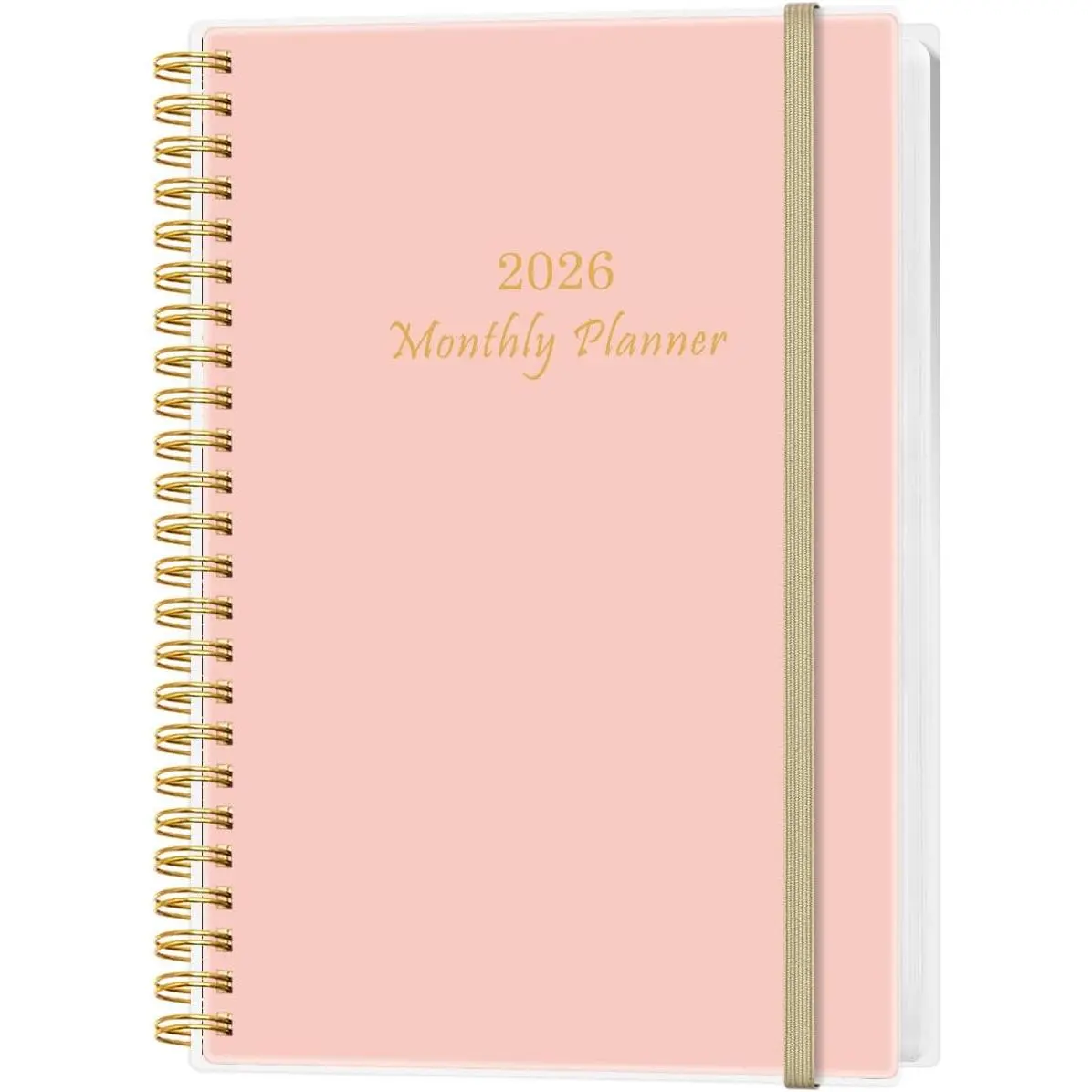 Monthly Planner 2026 – Monthly Calendar from January 2026 to December 2026, 12 Month Planner with Spiral Binding, Inner Pocket, Elastic Closure, 5.8" x 8.5",