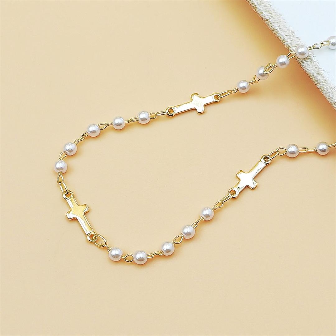 Trendy Pearl Lock & Cross Bracelet for Women, Minimalist Luxury Design, Delicate High-End Fashion Jewelry, Lightweight & Versatile for Daily Wear, Dates, Parties & Meaningful Gift Giving