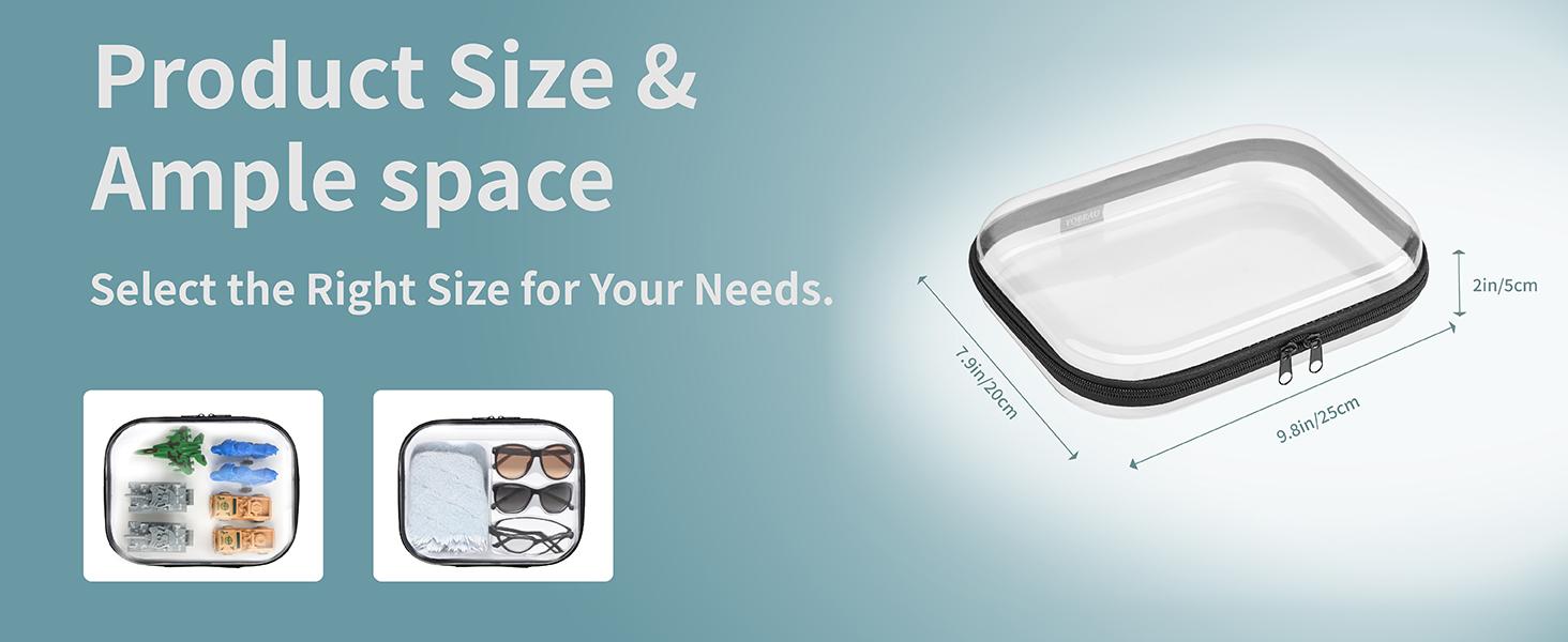 Clear Hard Shell Zipper Case 3 Pack, Hard Plastic Bag, Clear Travel Toiletry Pouch,Portable Cosmetic Bag with Zipper,Toy Storage Bins, Pencil Storage Organizer, Office Supplies Storage Case