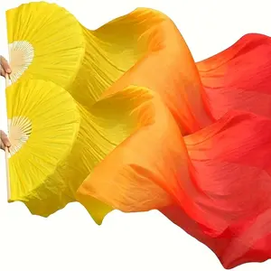 1 Piece Right Side Silk-Like Belly Dance Fan Veil, 120cm Long, Ideal for Dance Performances, Elegant Stage Accessory