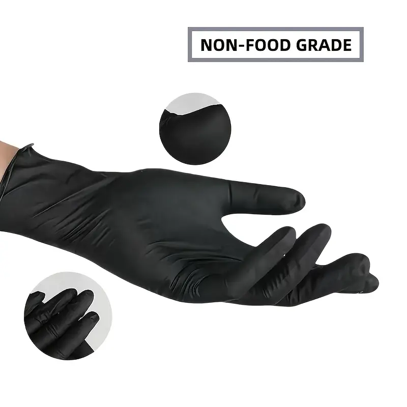 100/200Pcs Black Powder Free Disposable PVC Nitrile Blend Gloves, Flexible Non-slip, Box Pack, For Kitchen Dishwashing & Household Cleaning, Indoor Outdoor Multi-purpose Protective Supply