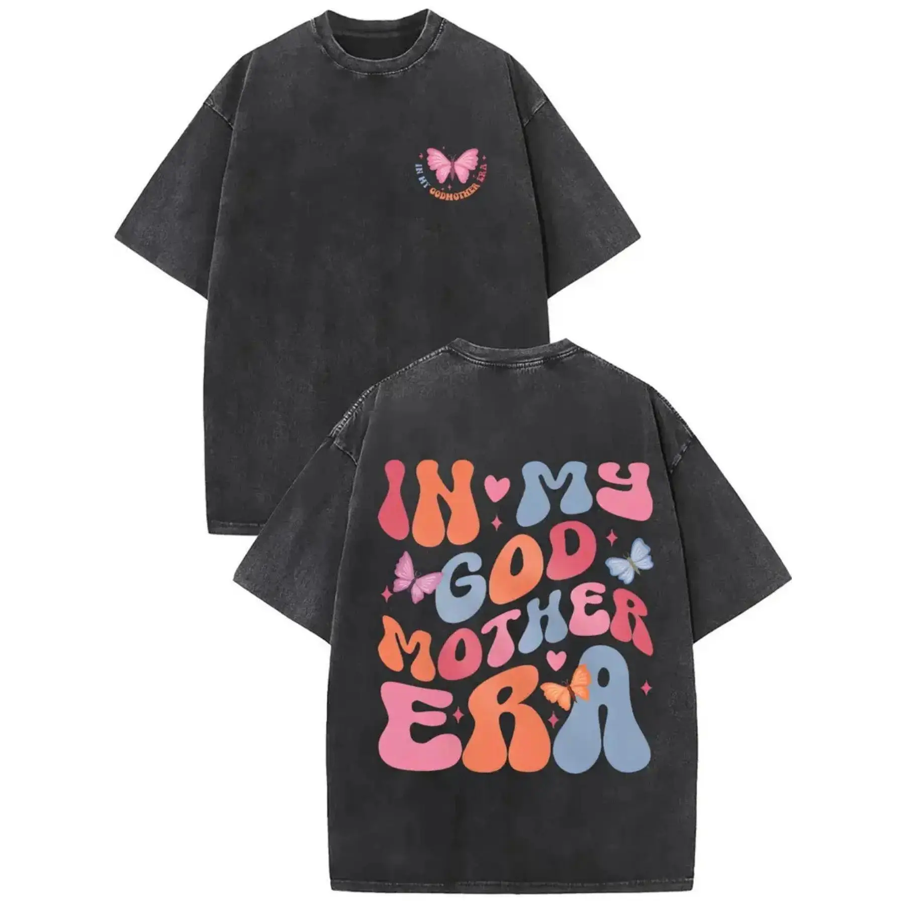 100% Washed T-shirt | Y2K Style My Godmother Era Pattern | Crew Neck Regular Fit | Heat Transfer Printed | Ideal for Outdoor Travel | Perfect Gift for Family Friends & Colleagues | Suitable for All Seasons