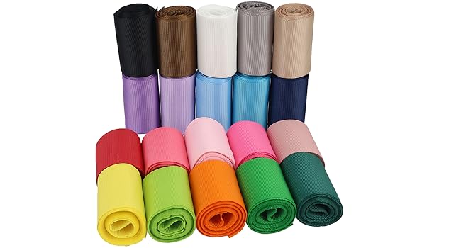 1-1/2 inch Grosgrain Ribbon 20 Color Assortment, 1.5" X 2 Yard Each, Total 40 Yds Per Package, Wide Ribbons Thick Ribbons for Crafts, Hair Bow Supplies