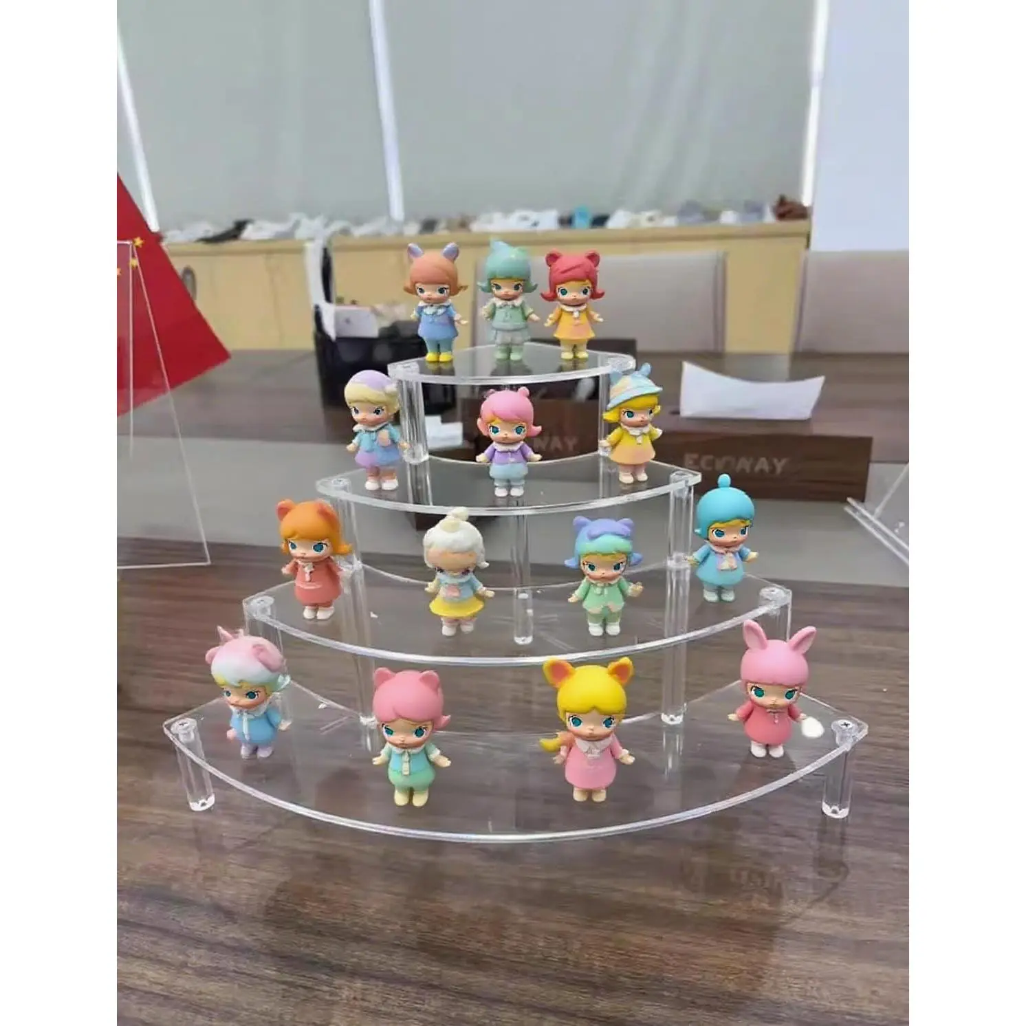 Small Clear  Display Riser, 4 Tier Desktop Display Stand for Mini Figurines, Doll Corner Shelf for , Office