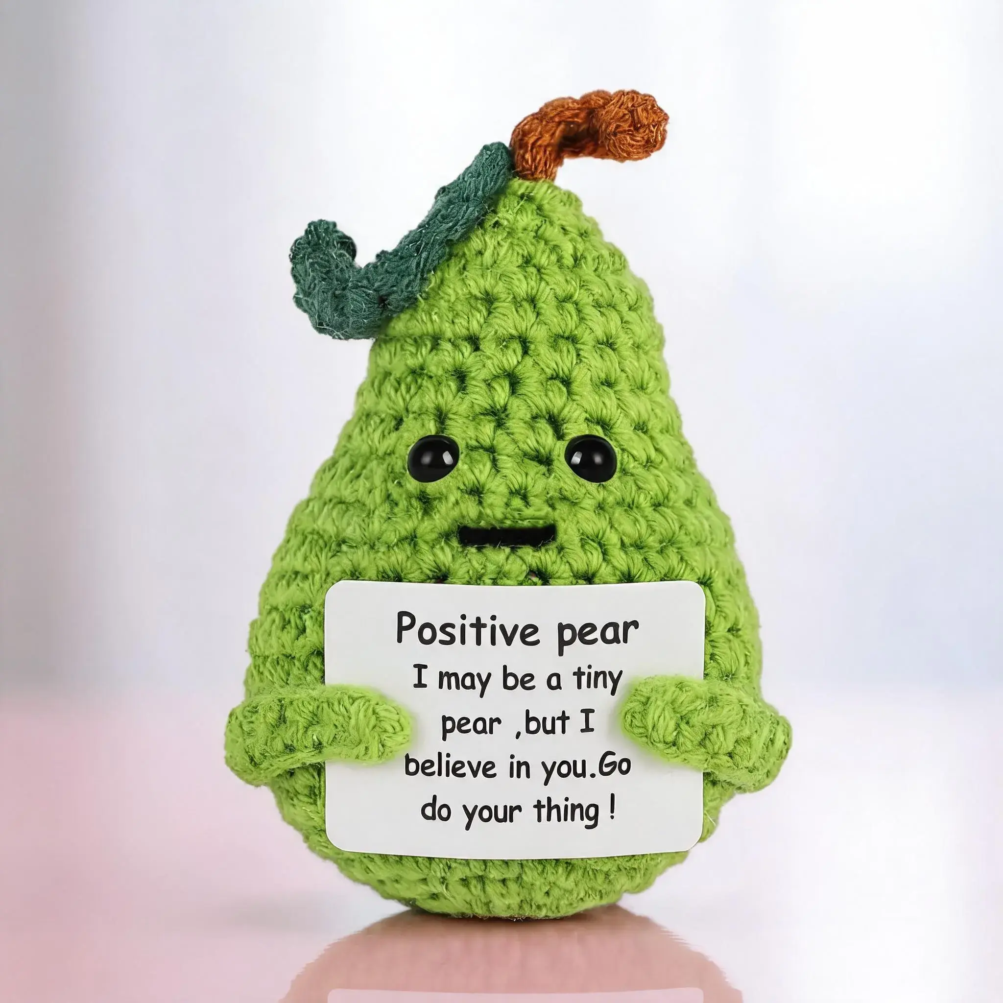 1pc Emotional Support Hand-Crocheted Plush Desktop Decoration Ornaments, Kawaii Desktop Decoration, Handmade Ornament, Encourage Friends To Be Positive Potatoes With Cards, Mini Cute Desktop Decor, for Birthdays, Holiday Parties