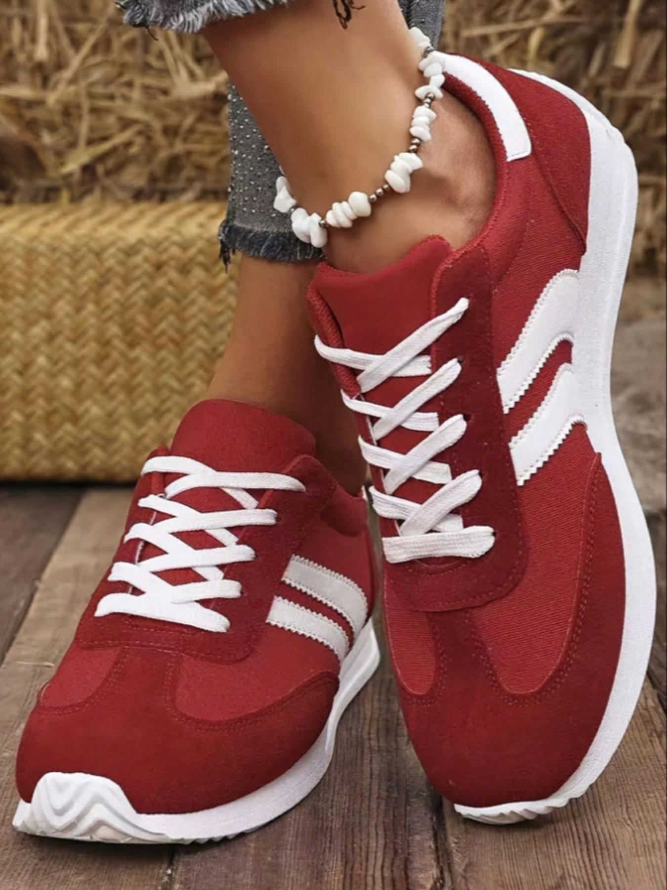 Women's Fashionable Patchwork Lace Up Low Top Sneakers, Casual Comfortable Breathable Sports Running Shoes, All-match Basic Shoes for Daily Wear, Sporty Running Shoes