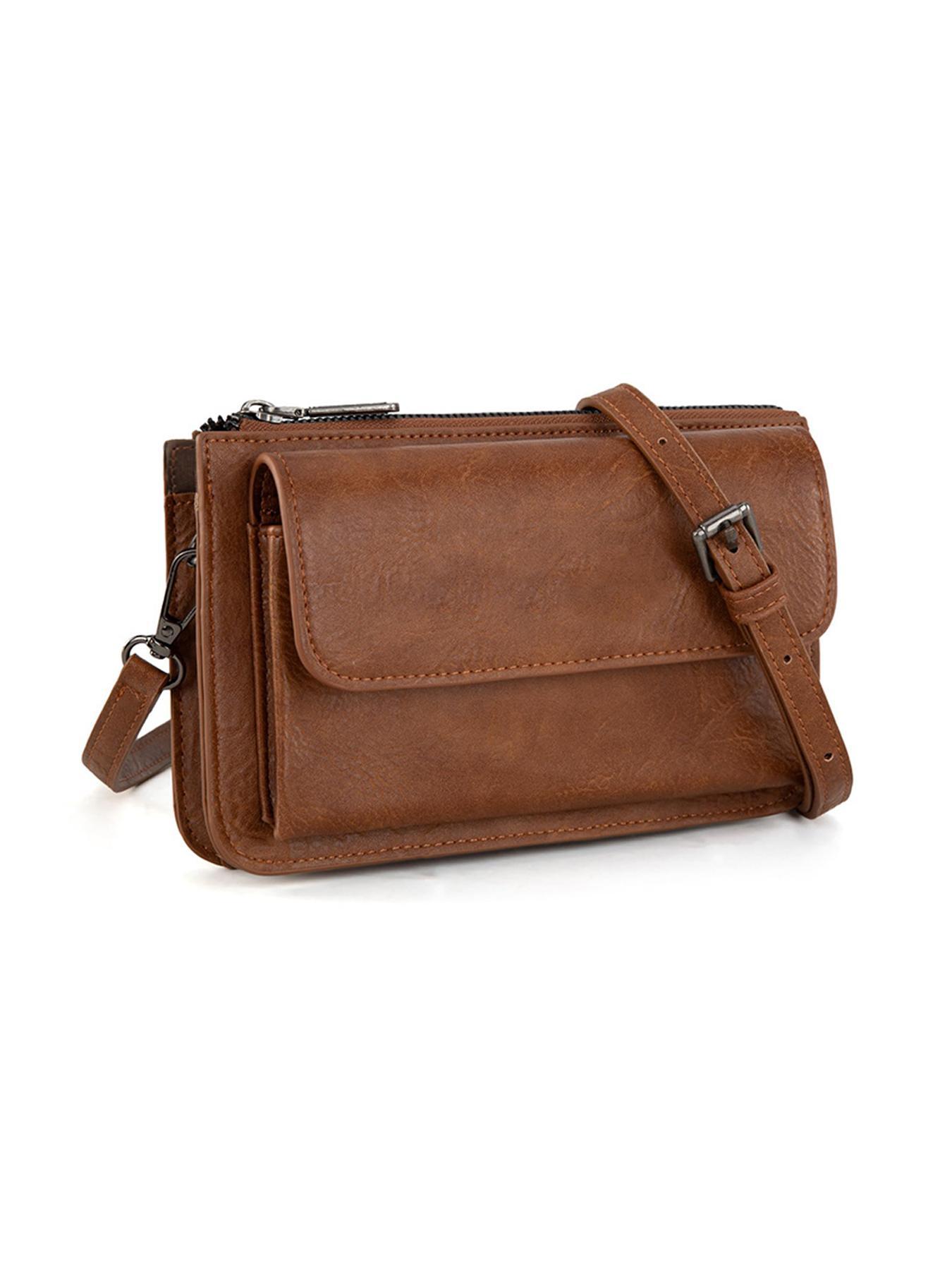 Retro Crossbody Wallet Purse Vegan PU Small Purses for Women, Casual Style with Phone Pocket and Adjustable Strap, All Seasons