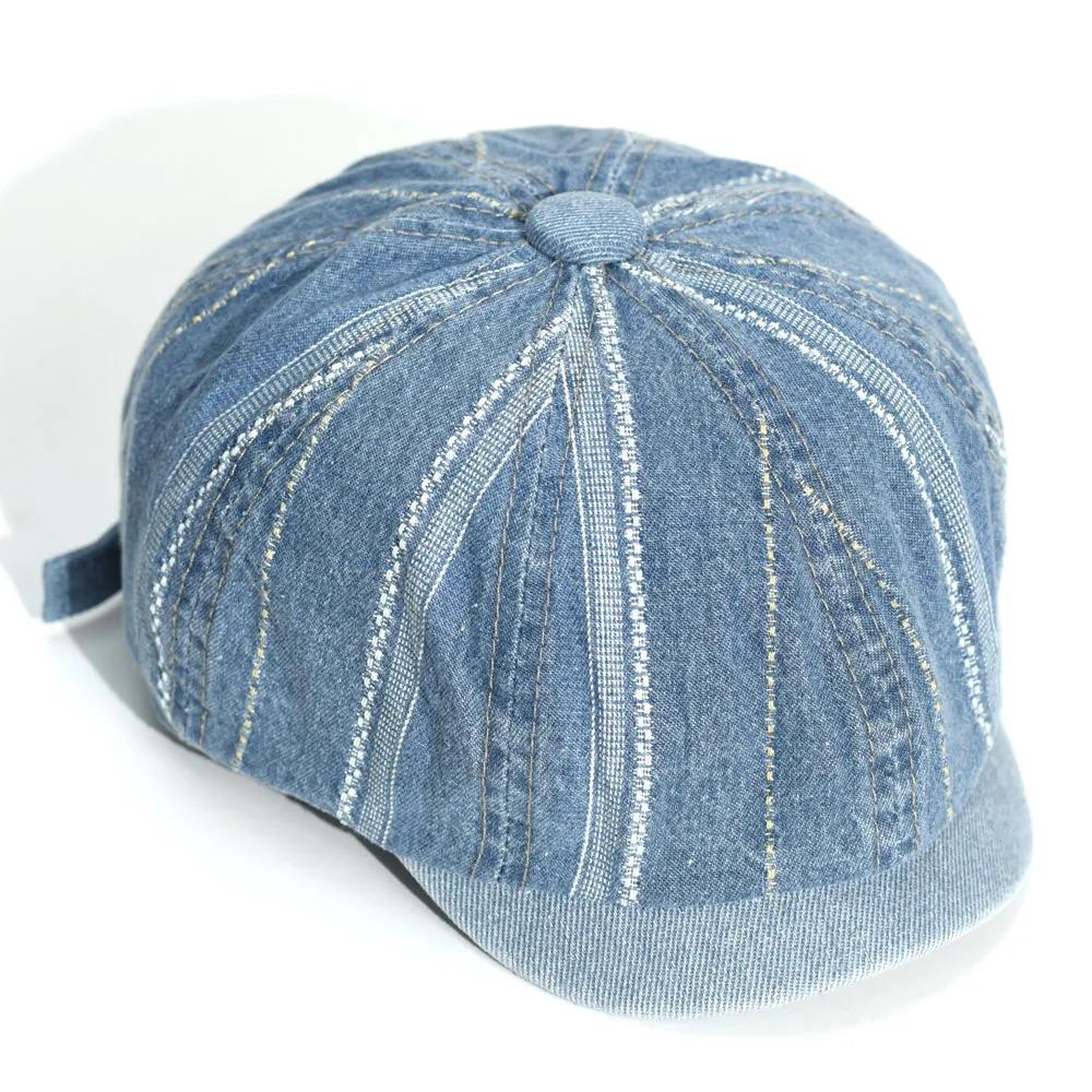 Denim Newsboy Caps Casual Outdoor Retro Beret Hats Octagonal Hat Fashion Solid Flat Caps Gatsby Driving Cabbie Cap