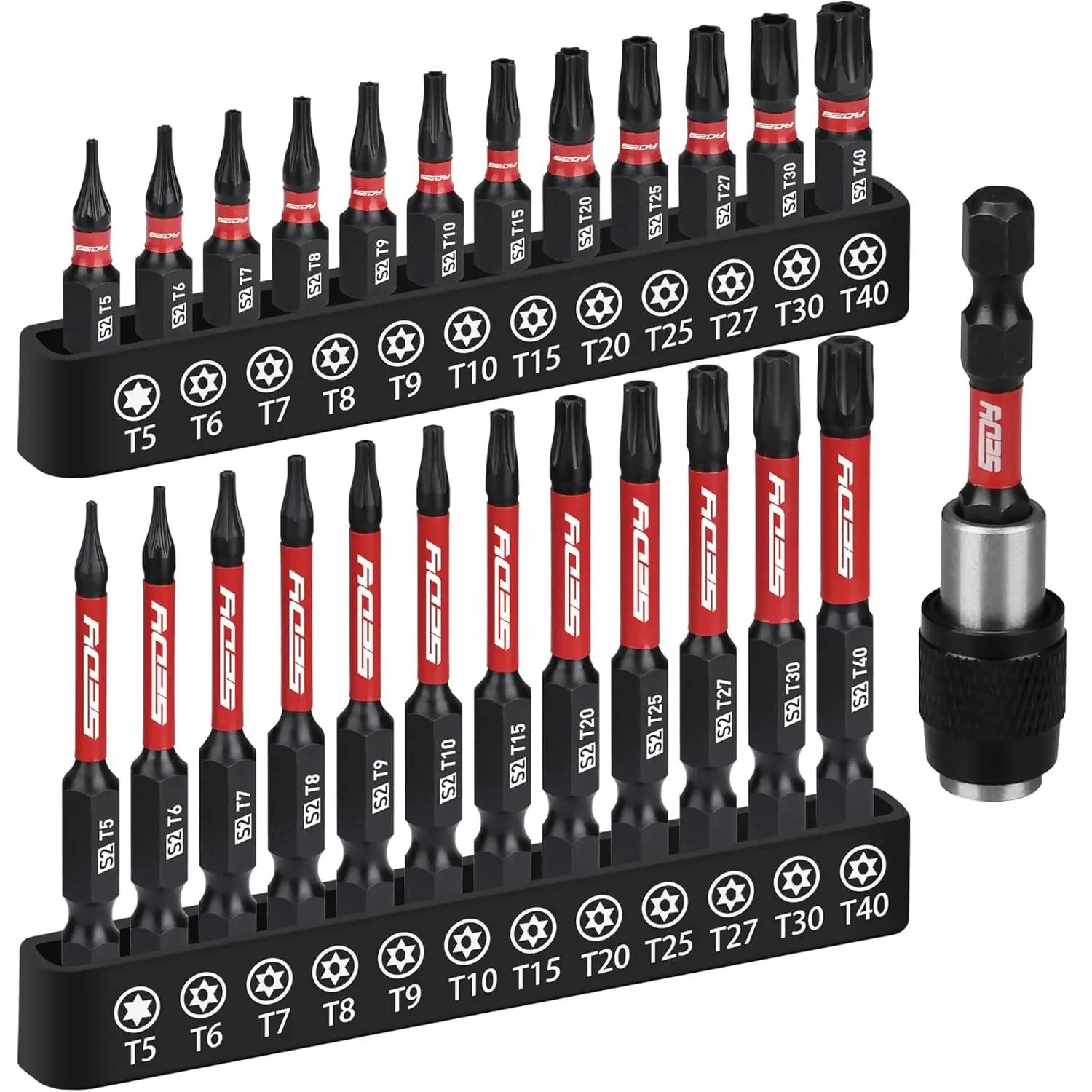 25- Torx Bit Set, 1''&2.5''  Tamper Proof Torx   Bits, T5-T40 CNC Machined  Tips, S2 Steel  Bit, High Torque Strength Precision Tools with Storage Box