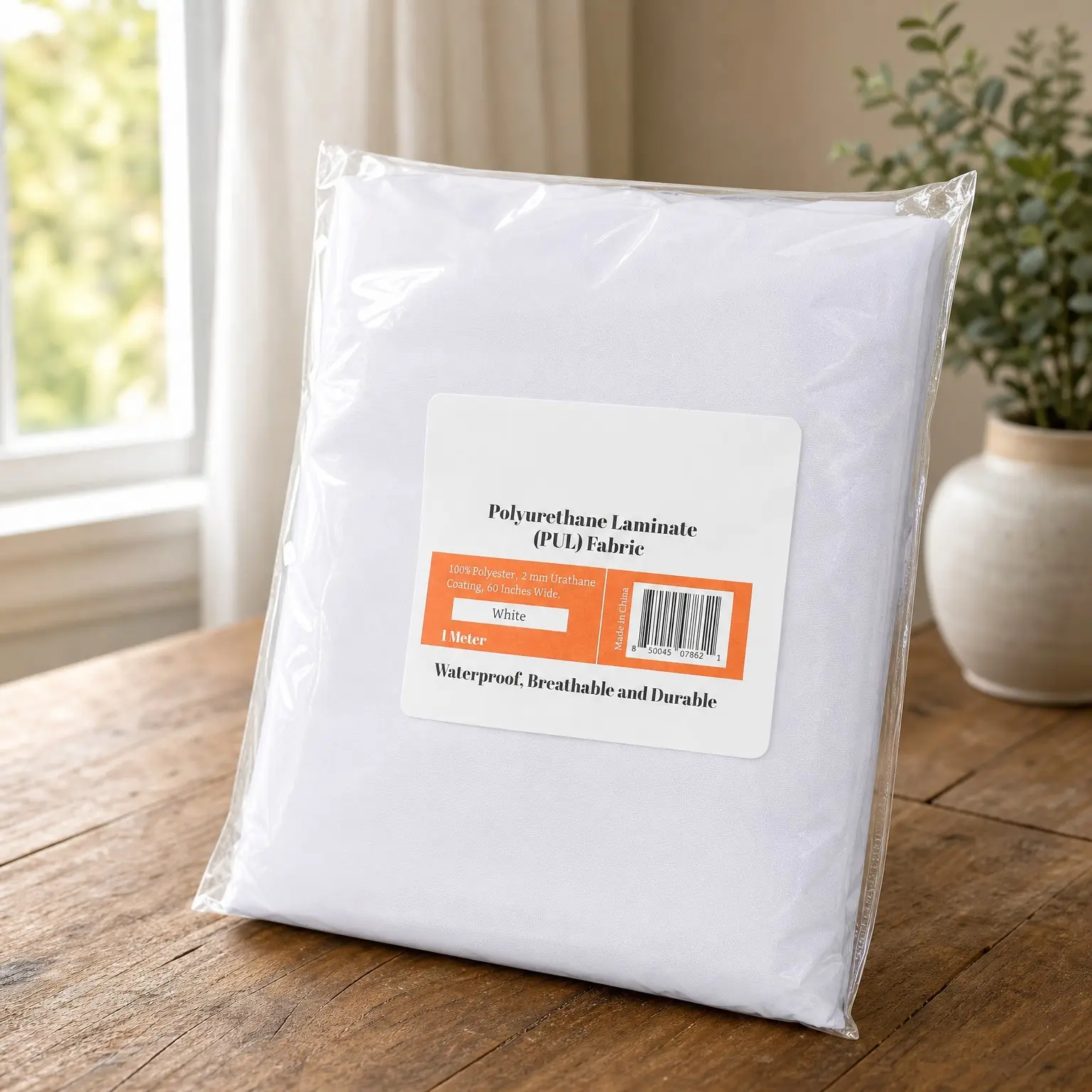 Waterproof PUL Fabric – Solid Colors, 59" Wide | Breathable, Soft, Durable Material for Cloth Diapers, Wet Bags & Sewing Projects. 1 Meter, WhiteGift