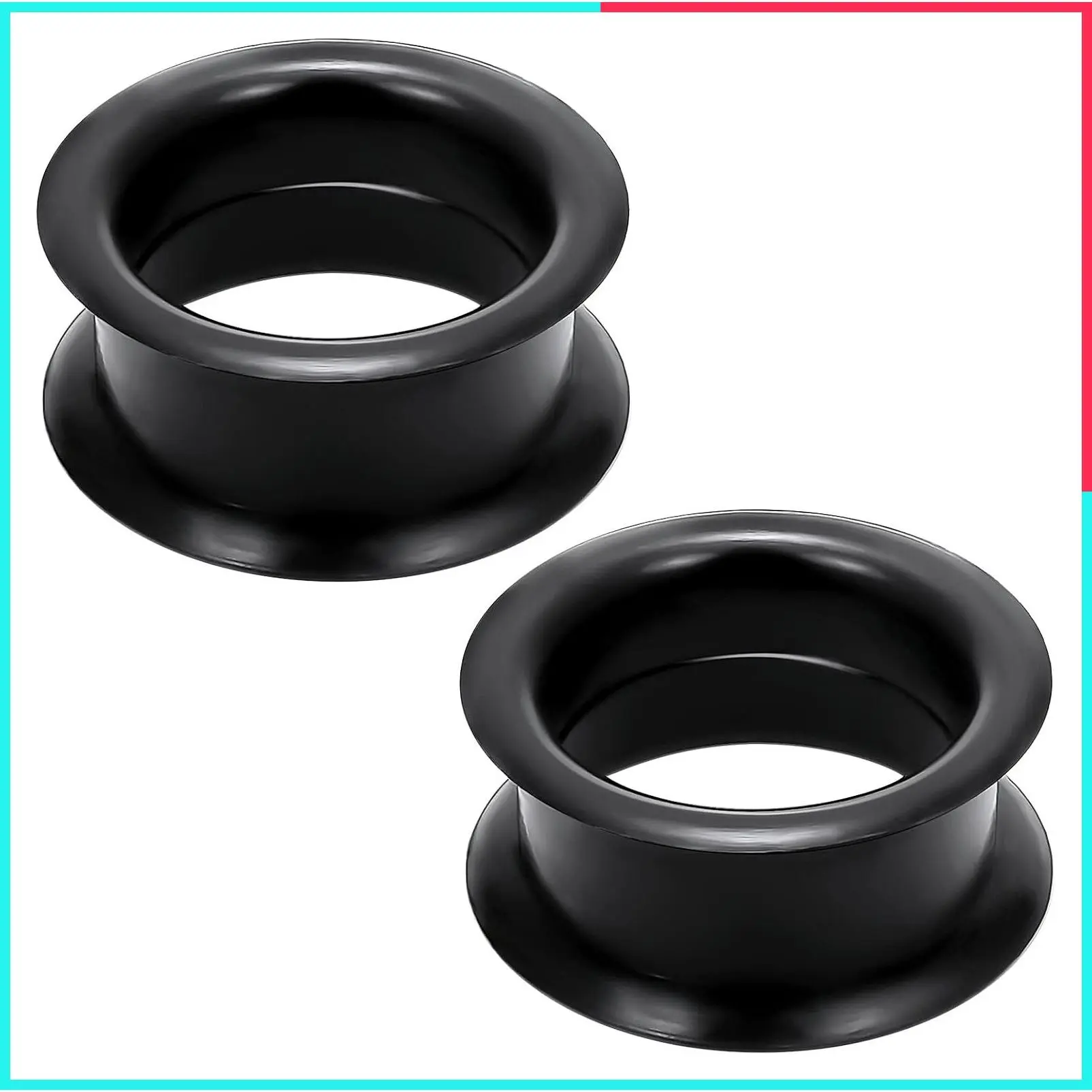 6G-50mm Soft Thick Silicone Hollow Gauges for Ears - Flexible Ear Skin Tunnels Plugs Expanders - Unisex Body Piercing Jewelry (Black, White, Clear, Flesh) - 1 Pair