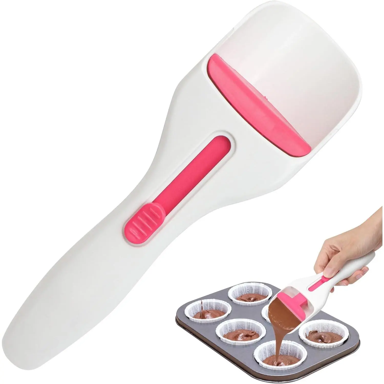 Cupcake Scoop Batter Dispenser for Baking Filler Spoon Tool Gadgets for Muffin Cookie Dough Pancakes & Cupcakes Kitchen Supplies Unique Easy to Use Dishwasher Safe & BPA Free