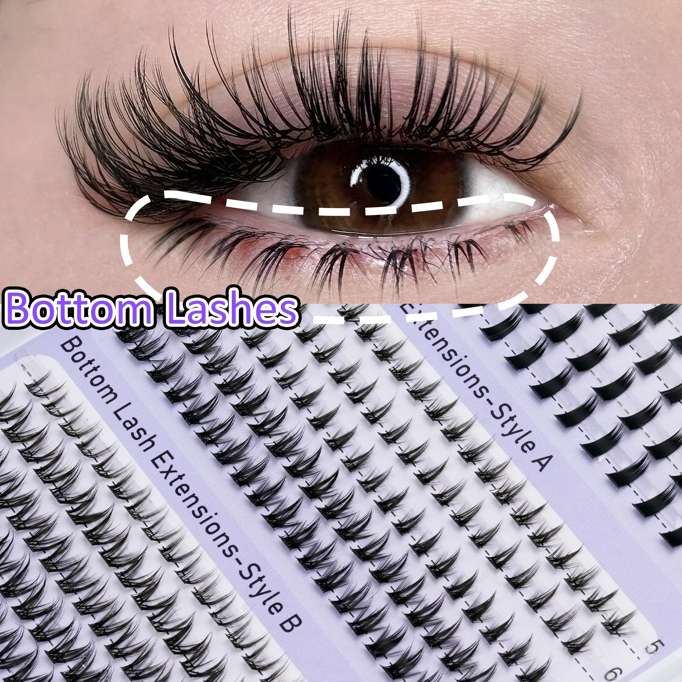 280 Pcs European Style Lower Lash Set, Eyelash Falsies, Three Styles Mixed Pack, Fine Clusters for Customizable Eye Shape, Perfect for Dates and Photoshoots