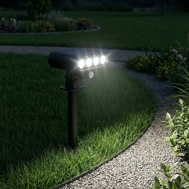 Solar Light Outdoor Warm/ Modes, Motion Sensor Solar Spotlight for Garden Trees, Pathway Lighting, Durable Solar Landscape Lamp for Yard and Plant Decor
