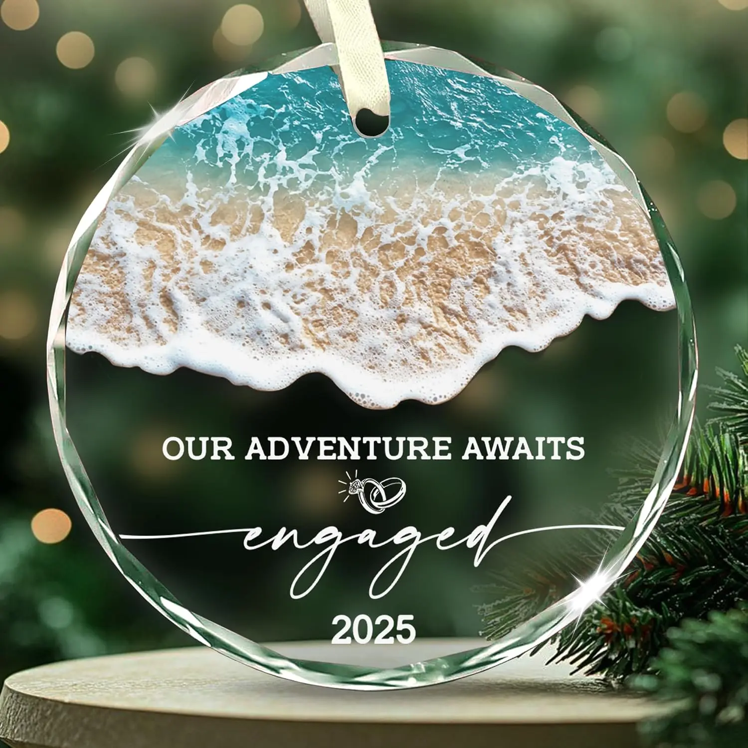 Engagement Gifts for Couples - Our Adventure Awaits Engaged 2025 Glass Ornament – Present Ideas for Newly Women, Bride to Be, Fiance, , Daughter