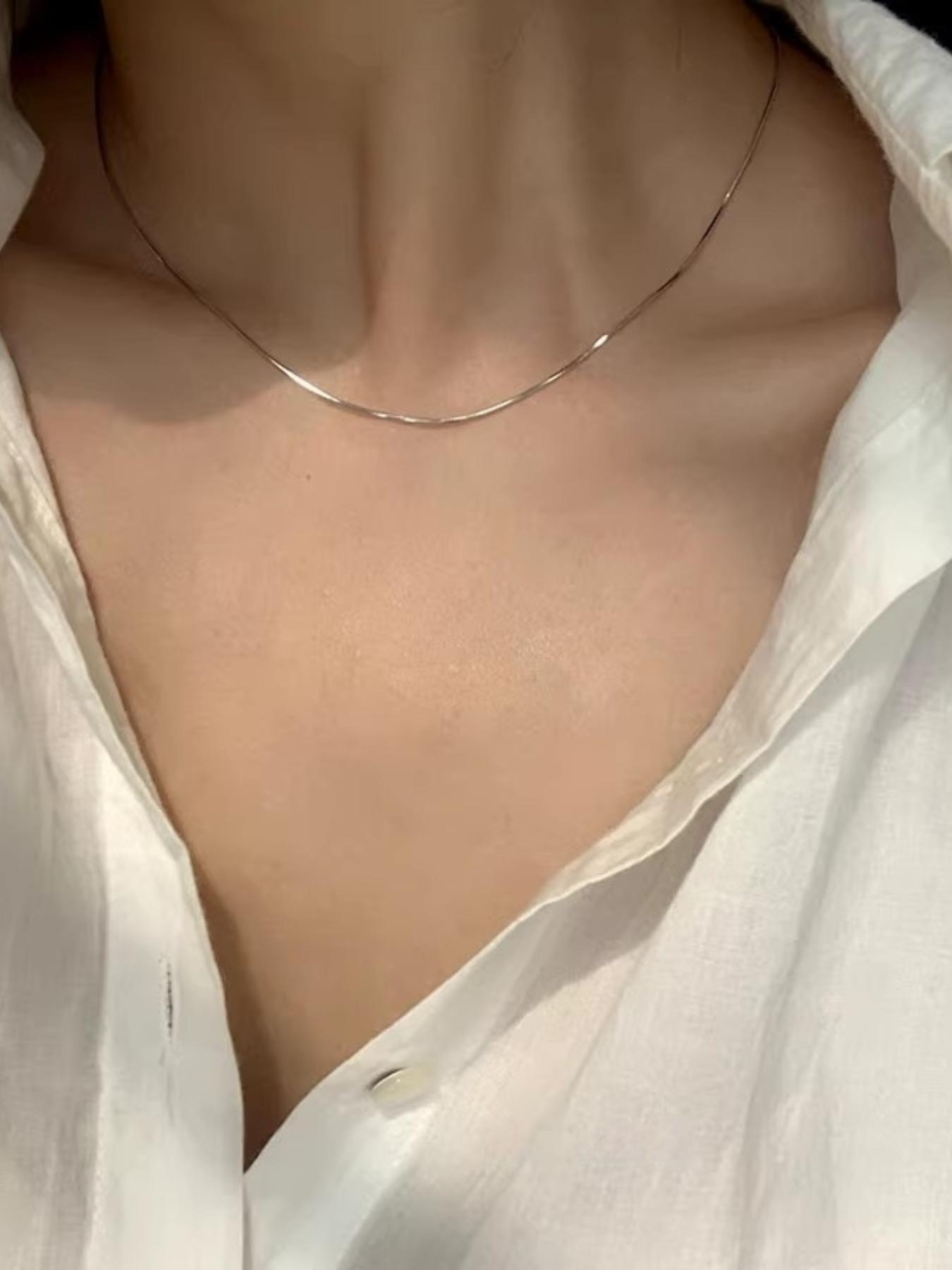 S925 Sterling Silver Chain Necklace, Fashion Jewelry for Party, Daily Clothing Decor, Trendy All-match & Exquisite Jewelry for Birthday Gift, Minimalist Chain Necklace