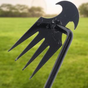 Garden Weed Pulling Tool Uprooting Weeding Tool, 4 Teeth Weed Puller Tool Manganese Steel Garden Weeder Tool for Vegetable Gardening Planting (Black, 2 Pack, 16 inches) weed puller tool garden weed