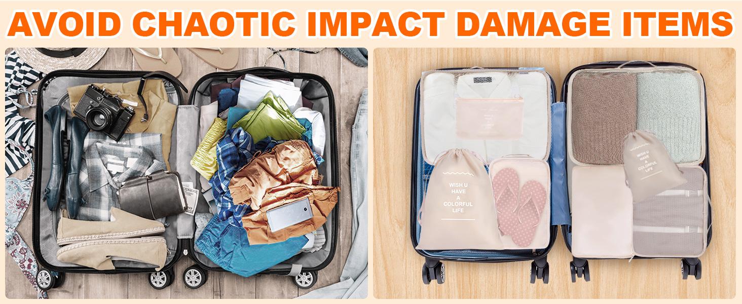 8 Set Packing Cubes for Suitcases, Travel Luggage Packing Organizers with Laundry Bag, Compression Storage Shoe Bag, Clothing Underwear Bag, for Man & Women