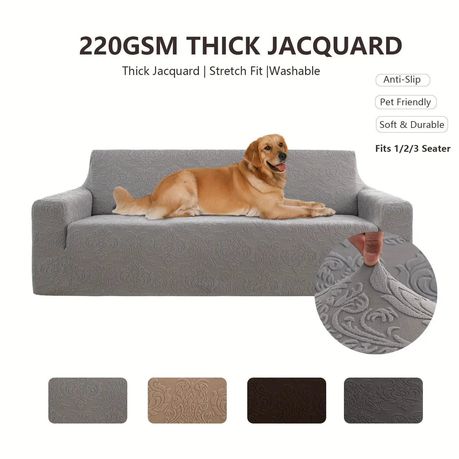 220gsm Thick Fabric Jacquard Sofa Cover, One-Piece Protective Cover, Not Easy to Wrinkle, Perfect for Home Decoration