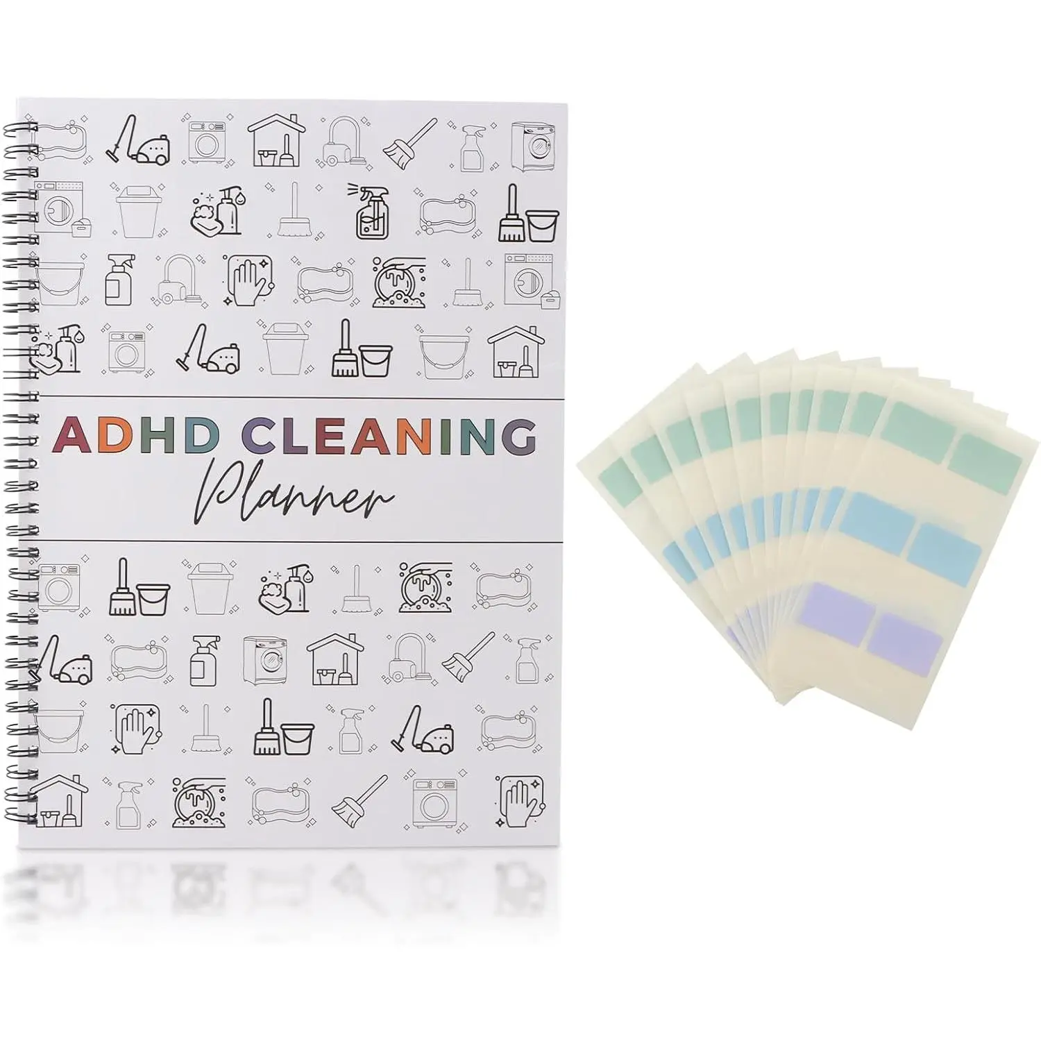 Household Cleaning Planner for Adults Teens - Printed Pages with Tick Boxes, Daily/Weekly/Monthly Chore Plan, Schedule & Checklist Notebook (Color: White)