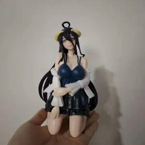 Albedo kneeling pose with long black hair beautiful Girls Figure Toys 14cm