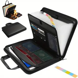 File Folder, Large-Capacity A4 Fireproof File Folder with Handle, Foldable Expandable File Organizer, Portable Removable Folder, Waterproof & Fireproof Large-Capacity Foldable Accordion File Bag, Document Storage Bag, Expanding File, Files Organizer