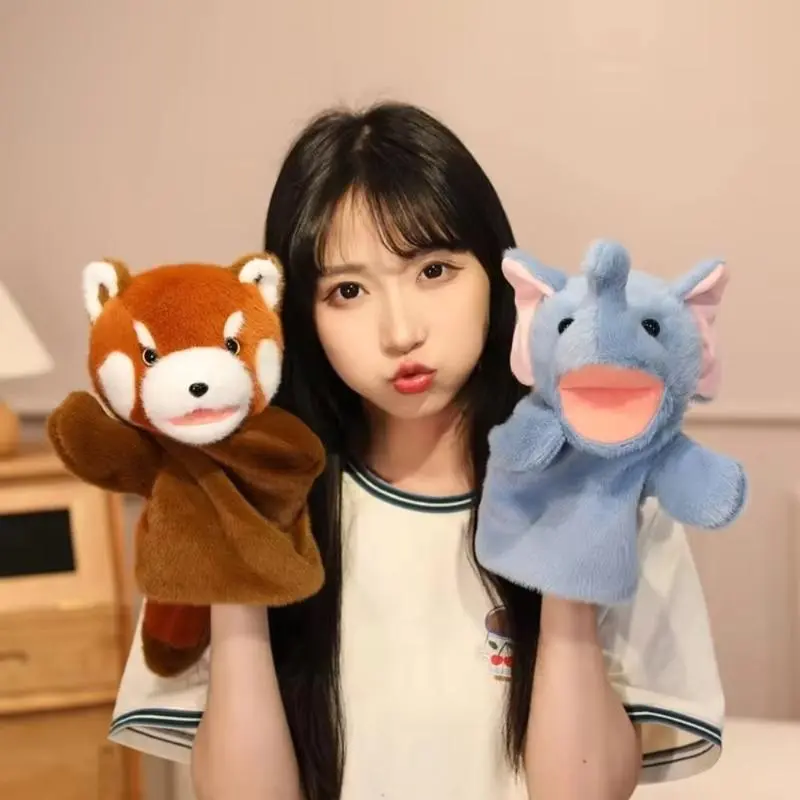 Hand Finger Frog Animal Hand Puppet Duck Storytelling Stuffed Shark Early Education Soft Hand Finger Story Puppet Interactive