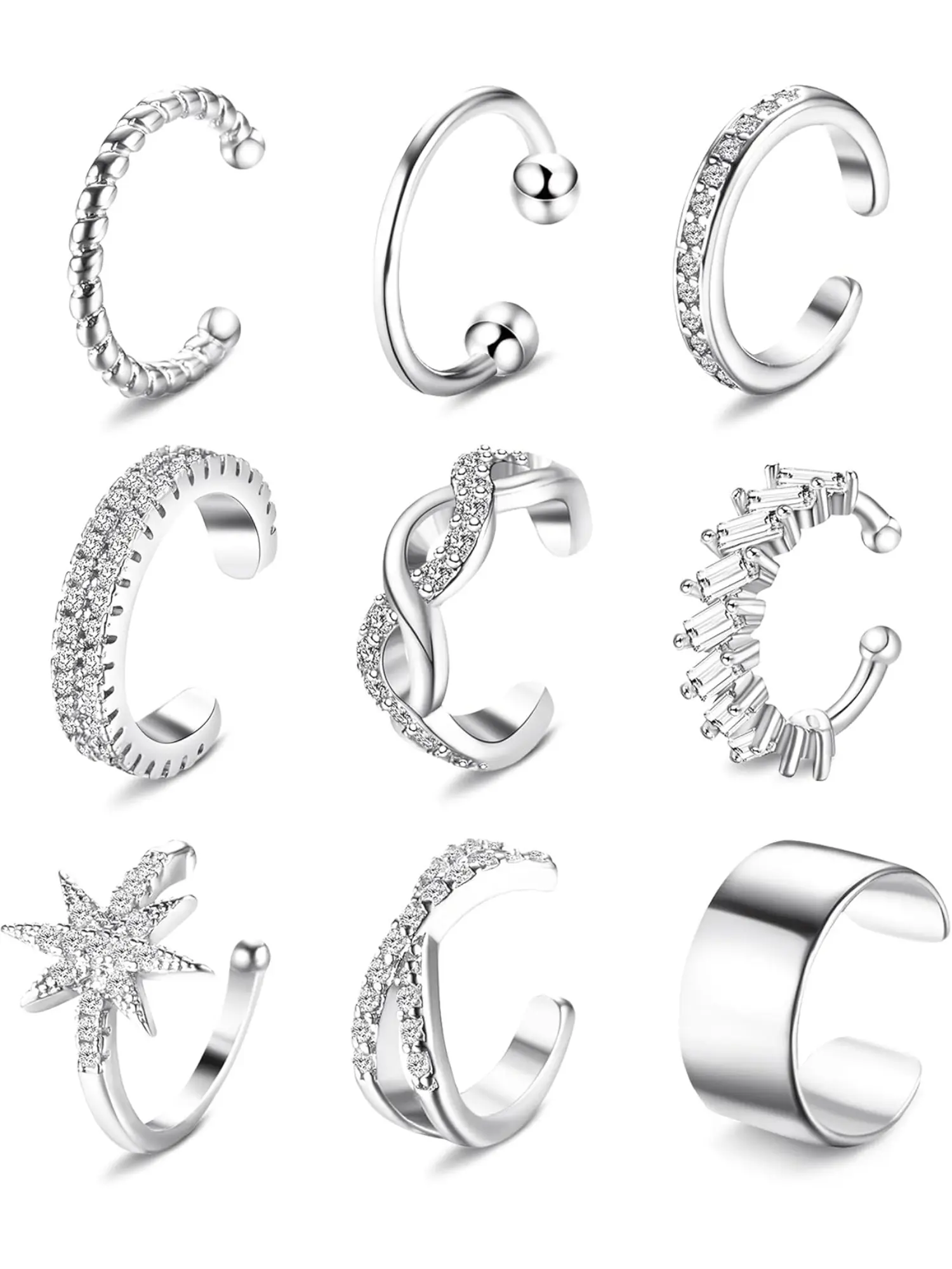 9Pcs Ear Cuff 14K Gold Plated Cuff Earrings Gold Ear Cuffs Non Pierced Ear Clips Cartilage Earring Fake Earrings