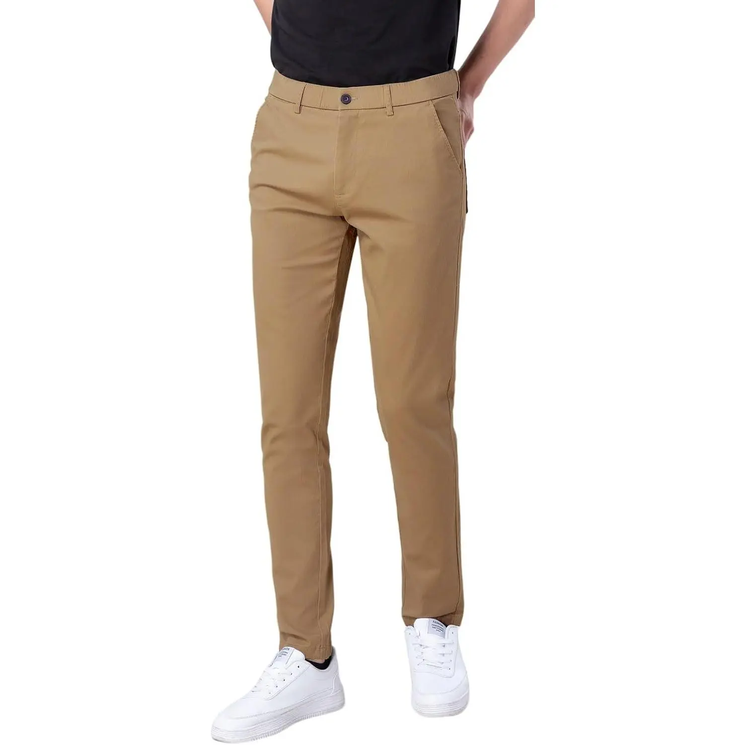 Men's Skinny Stretchy Khaki Pants Colored Pants Slim Fit Slacks Tapered Trousers