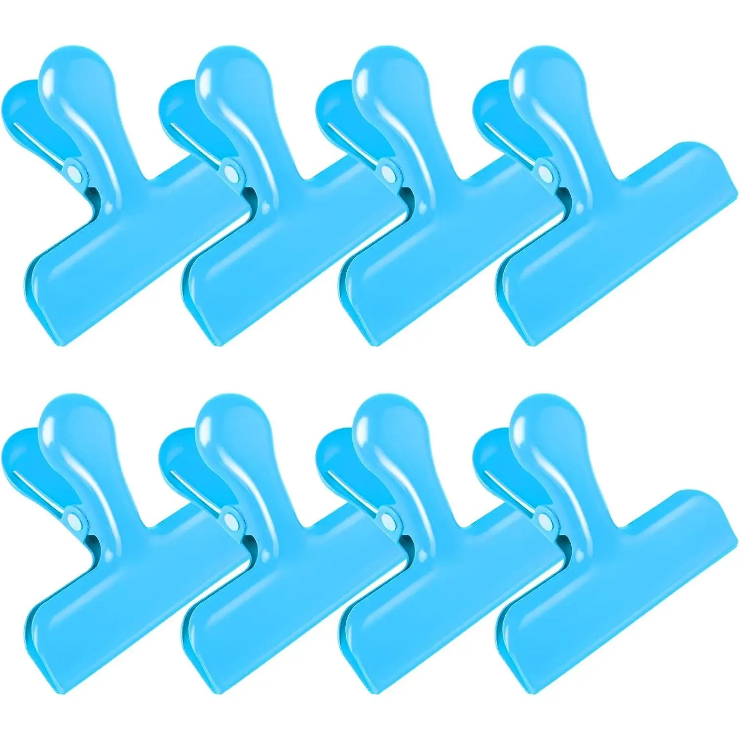 8 Pack  Clips, Blue Bag Clips for Daily Snack and  Storage |  Clips for Bags,  and Other Packages, Office Paper Clamps for Air Tight Seal, Organization Kitchen Accessories