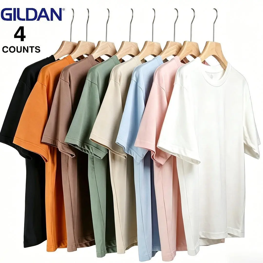 GILDAN G5000 4 Pack Multi Color T-Shirts Men 100% Cotton Heavyweight Blank Tees Assorted Colors Crew Neck Short Sleeve Plain Tee Value Pack S-4XL