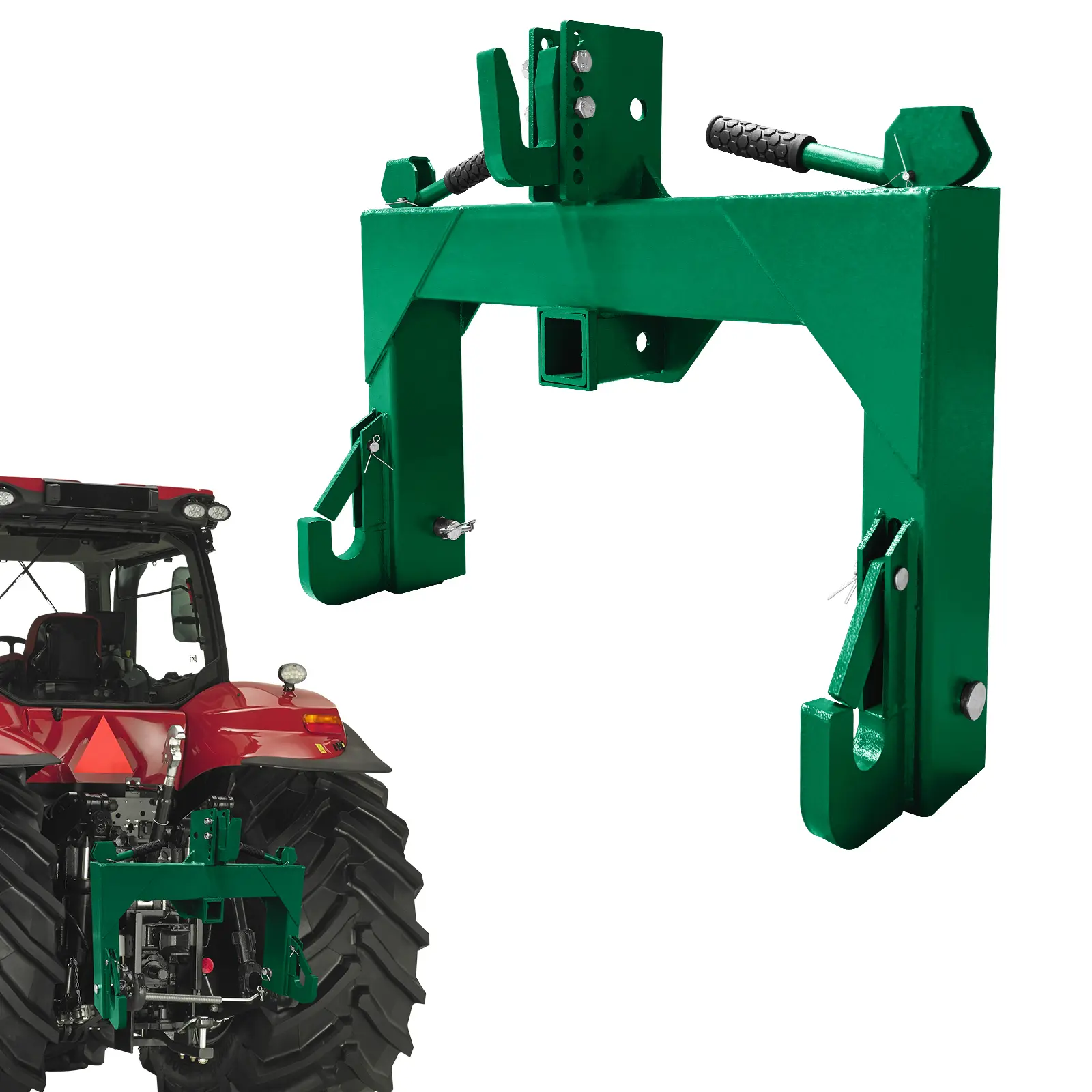 Heavy Duty 3-Point Quick Hitch for Category 1 Tractor – 3000 lbs Lift Capacity, 2" Receiver, 5-Position Adjustable Hook, Reinforced Design, No Bushing Needed, Easy Attachment Change