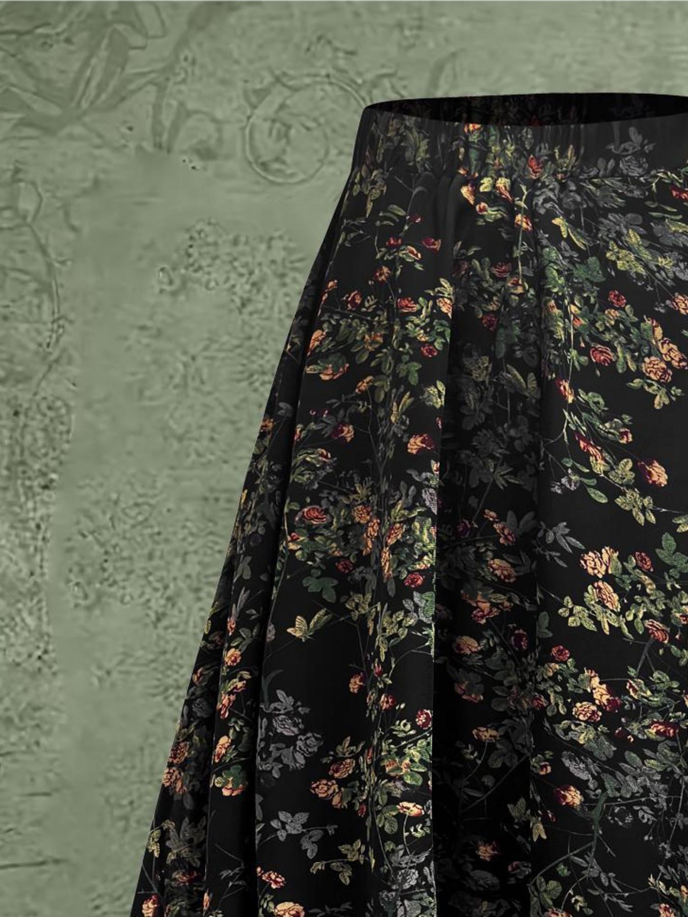 Women's Floral Print Skirt, Elegant Boho Bohemian Style Long Skirt for Beach Holiday Vacation, Ladies Bottoms for All Seasons, Womenswear