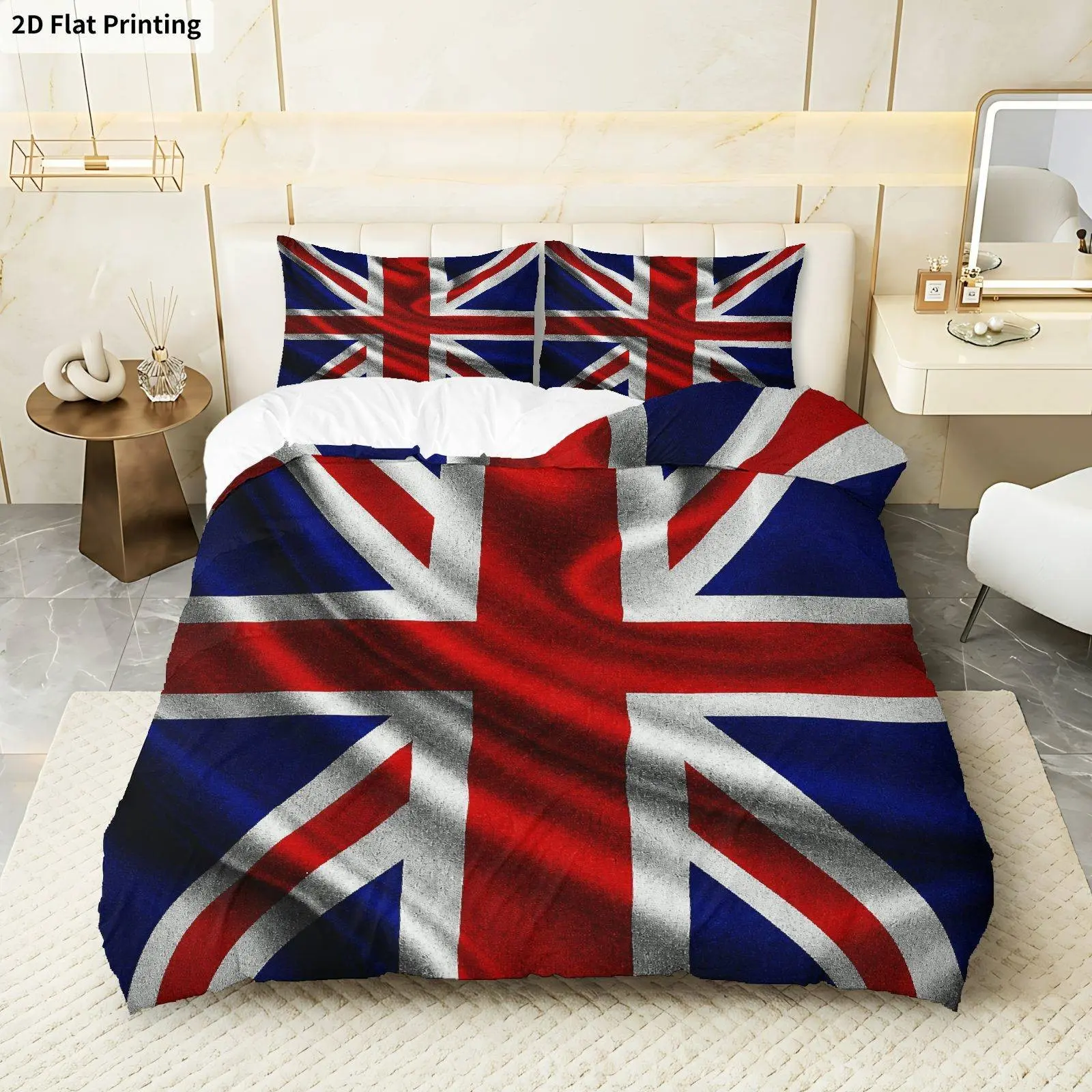 3-Piece Bedding Set, England Flag Theme, Christmas Bed Linen, Soft and Comfortable, for Bedroom Living Room Hotel Dormitory