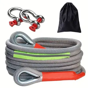 Super Durable 15 Ton Maximum Break Strength Off-Road & Suv Tow Strap Set with U-Shaped Hook and Storage Bag, Tow Hooks