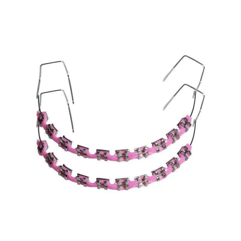 Temporary Tooth Decor Braces, 1 Pair Metal Material Orthodontic Braces with Metal Wires-Brackets-Ligature Ties, Easy Positioning, High Precision, Low Friction, High Quality Wearable Accessory, Temporary Decor