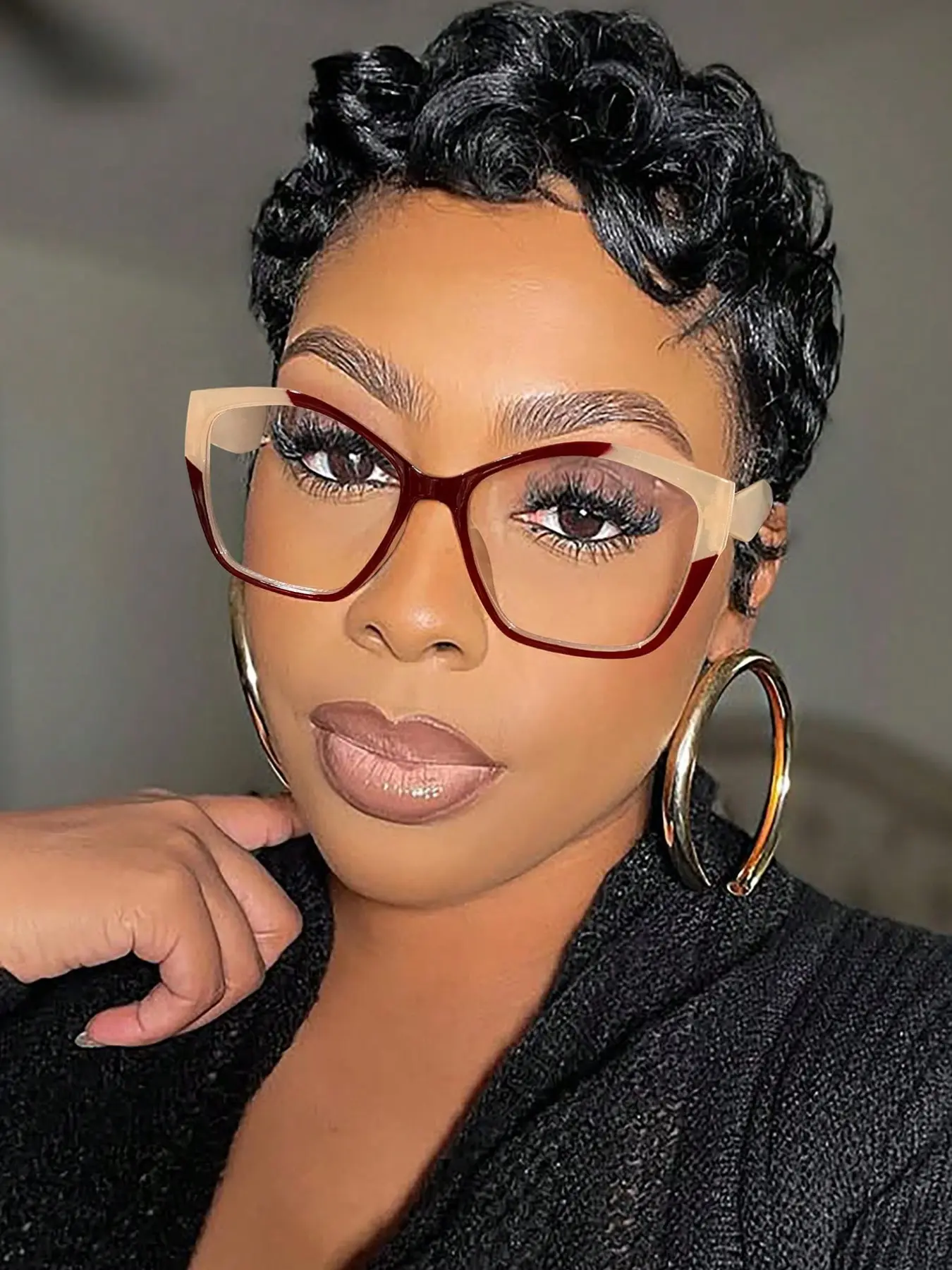 Cute Cat Eye Small Frame Colorblock Women's Sunglasses, Transparent Eyewear for Daily Wear, Fashionable Accessory for Ladies
