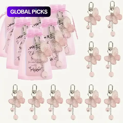 12set Butterfly Pendant Keychain, Cute Keychains, Includes 12 Keychains, 12 Organza Bags, 12 Thank You Cards, Perfect for Weddings, Birthdays, Vacations #GLOBAL PICKS