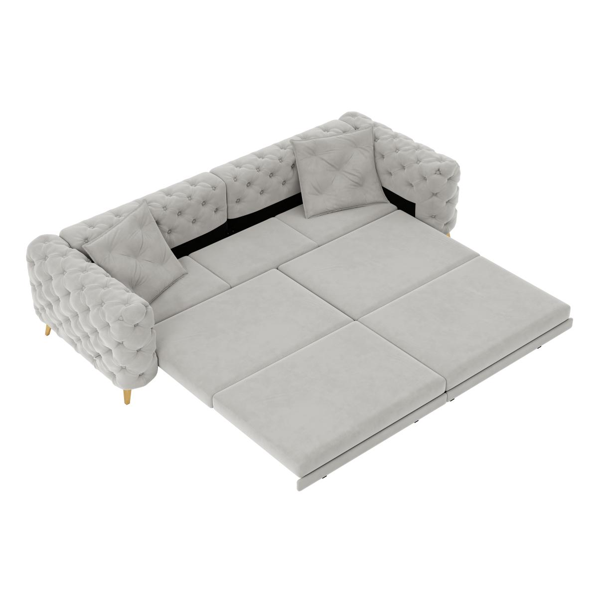 97.7" 3-in-1 Convertible Sleeper Sofa,28.4" Deep Seat Pull Out Sofa Bed,Button Tufted Modern Sofa,4-Seater Couch with Movable Ottoman  for Apartment,Office,Bedroom,Light Grey(Old SKU:W1885S00203)    RR