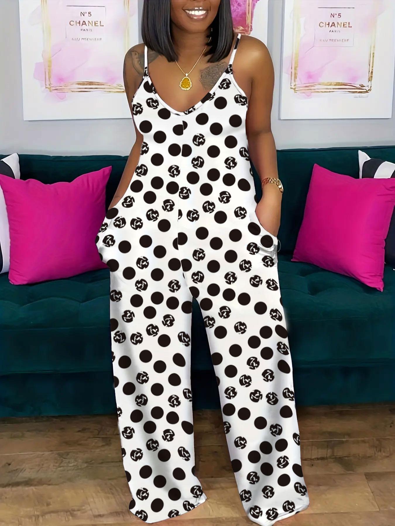 Women's Striped Print Cami Jumpsuit, Casual Sleeveless Overalls Jumpsuit for Summer, Fashion Women's Clothing for Daily Wear