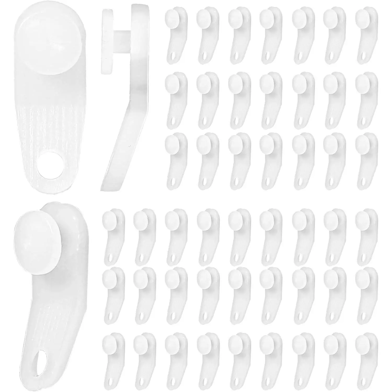 50 count Plastic Curtain Hooks Curtain Roller Curtain Track Gliders White Traverse Rod Slides Curtain Track Glider Hooks -bar Slide Rail   Plastic Curtain Rail Track Hooks