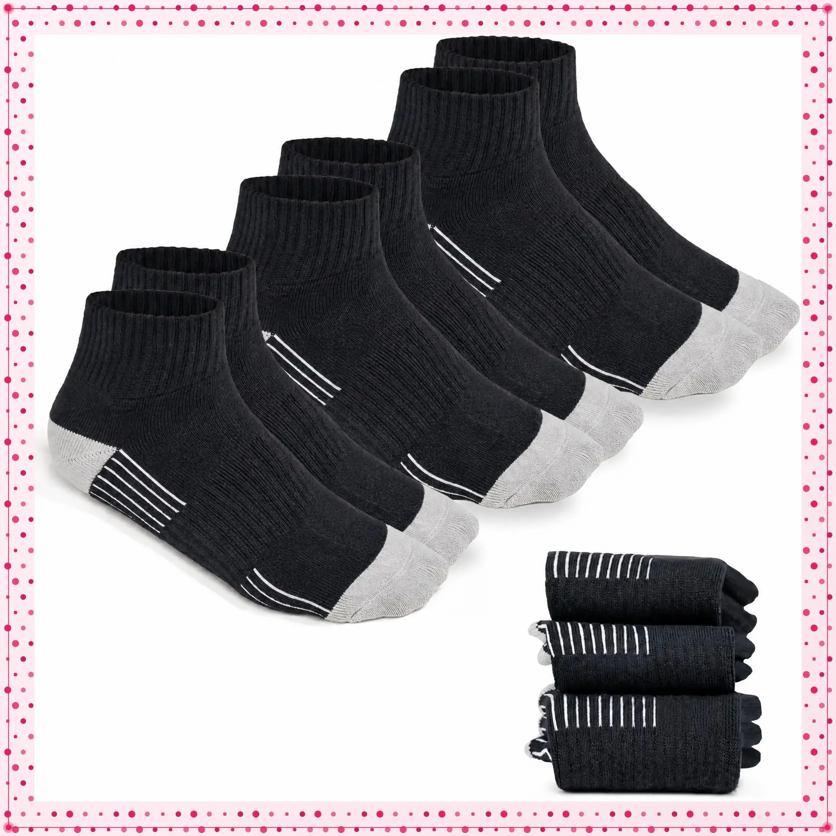 Premium Bamboo Rayon Quarter Crew Socks for Men Moisture Wicking Odor Control Cushioned Sole Breathable Work SocksGift