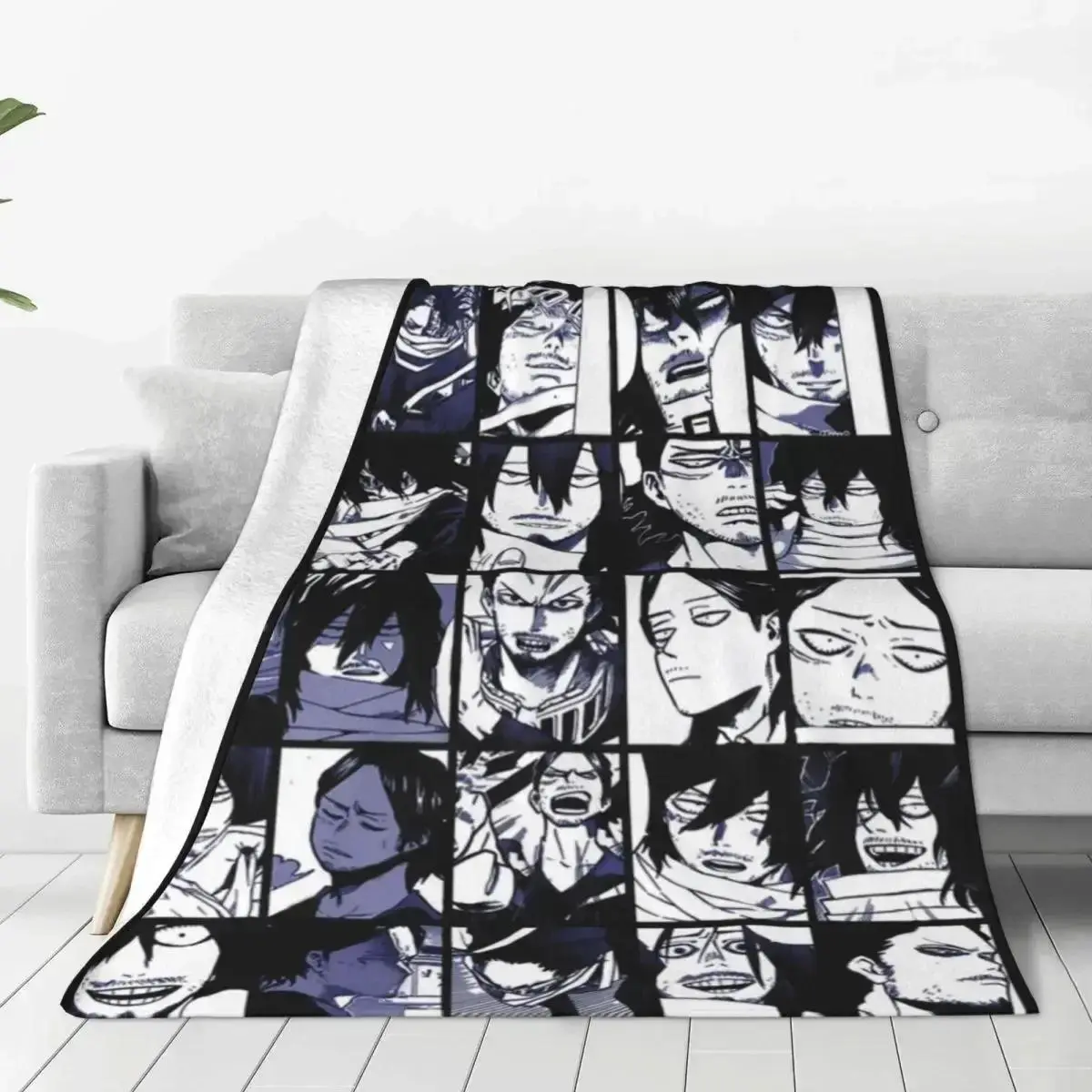 Aizawa Shota My Hero Academia Flannel Blanket Soft Warm Throw for Bed, Gaming Room and Anime Fans