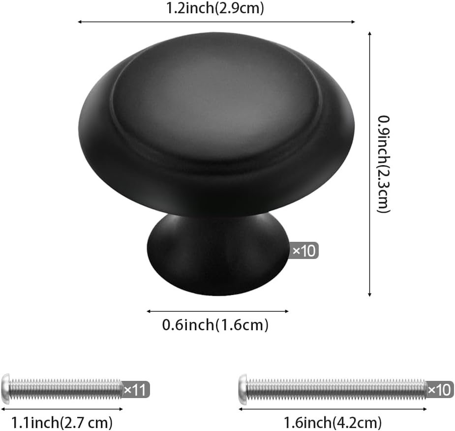 10 count Cabinet Knobs for Dresser Drawers1.2 Inch and Elegant Matte Black Round Cabinet KnobsModern Single Hole Single Zinc Alloy HandleDrawer PullsDresser Door Knobs 10 count Cabinet Knobs for Dresser Drawers1.2 Inch and Elegant Matte Black Round Cabinet KnobsModern Single Hole Single Zinc Alloy HandleDrawer PullsDresser Door Knobs