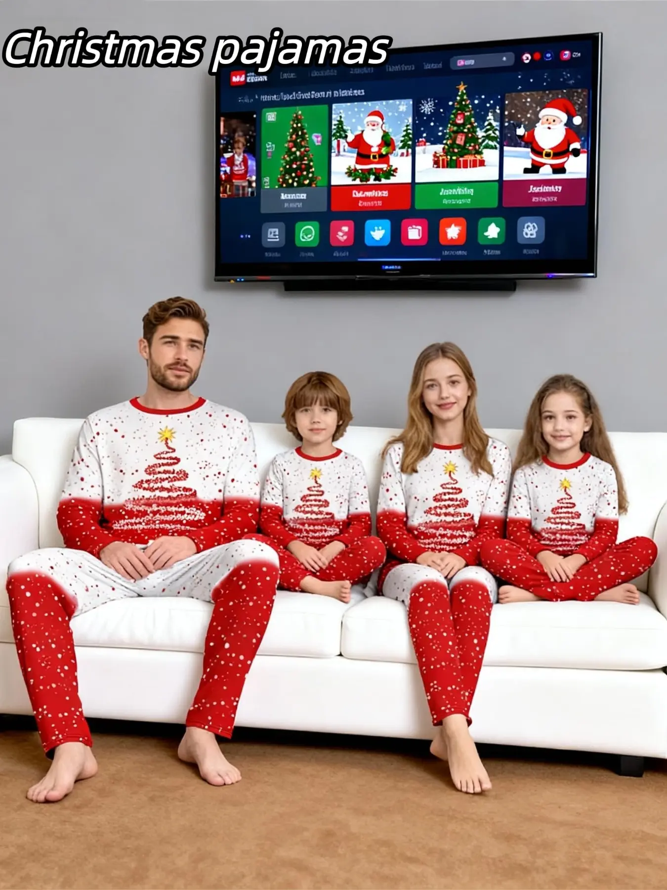 Christmas Family Pajama Set, Block, Men Women Couple Sleepwear, Kids Loungewear, 2 Piece Set, Holiday Home Wear