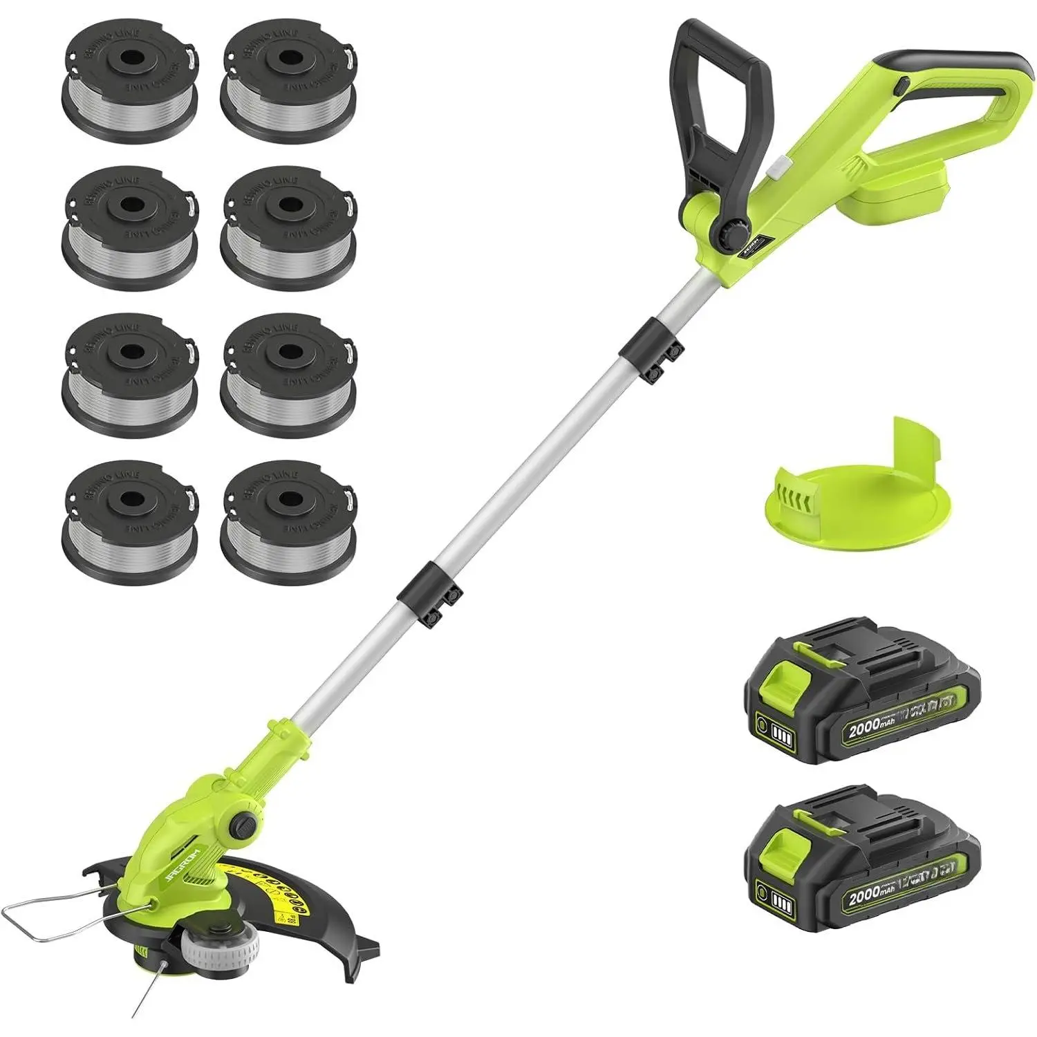 Electric String Trimmer Cordless with 2x2.0Ah , 20V Weed Wacker Weed Eater with Charger, 12-inch Lawn Mover & Edger Lawn Tool,  Grass Trimmer Spool Line for Yard, Garden, Foldable Shaft
