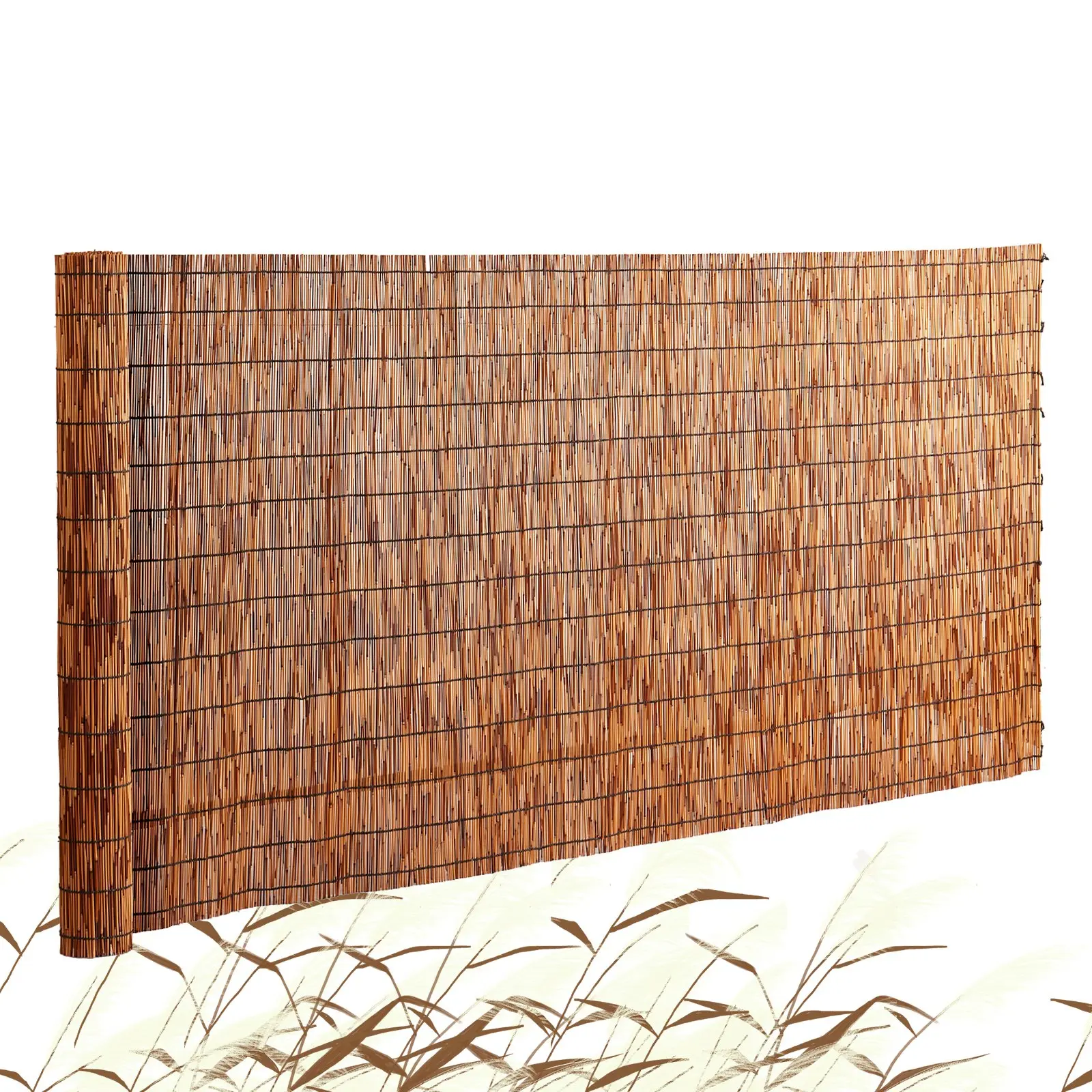 【DealsForYouDays】VEVOR Natural Reed Fencing, 5.5 ft x 16.4 ft, Reed Screen Curtain Balcony Reed Fence Roll for Outdoor Backyard Patio, Decorative Fence for Backyard Garden Fencing Divider, Privacy Screen Panel, Brown