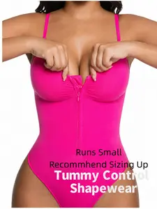 Women’s Seamless Shapewear Bodysuit, Front Zipper Tummy Control Body Shaper, Thong Slimming Bodysuit, Comfortable Compression Underwear for All Seasons