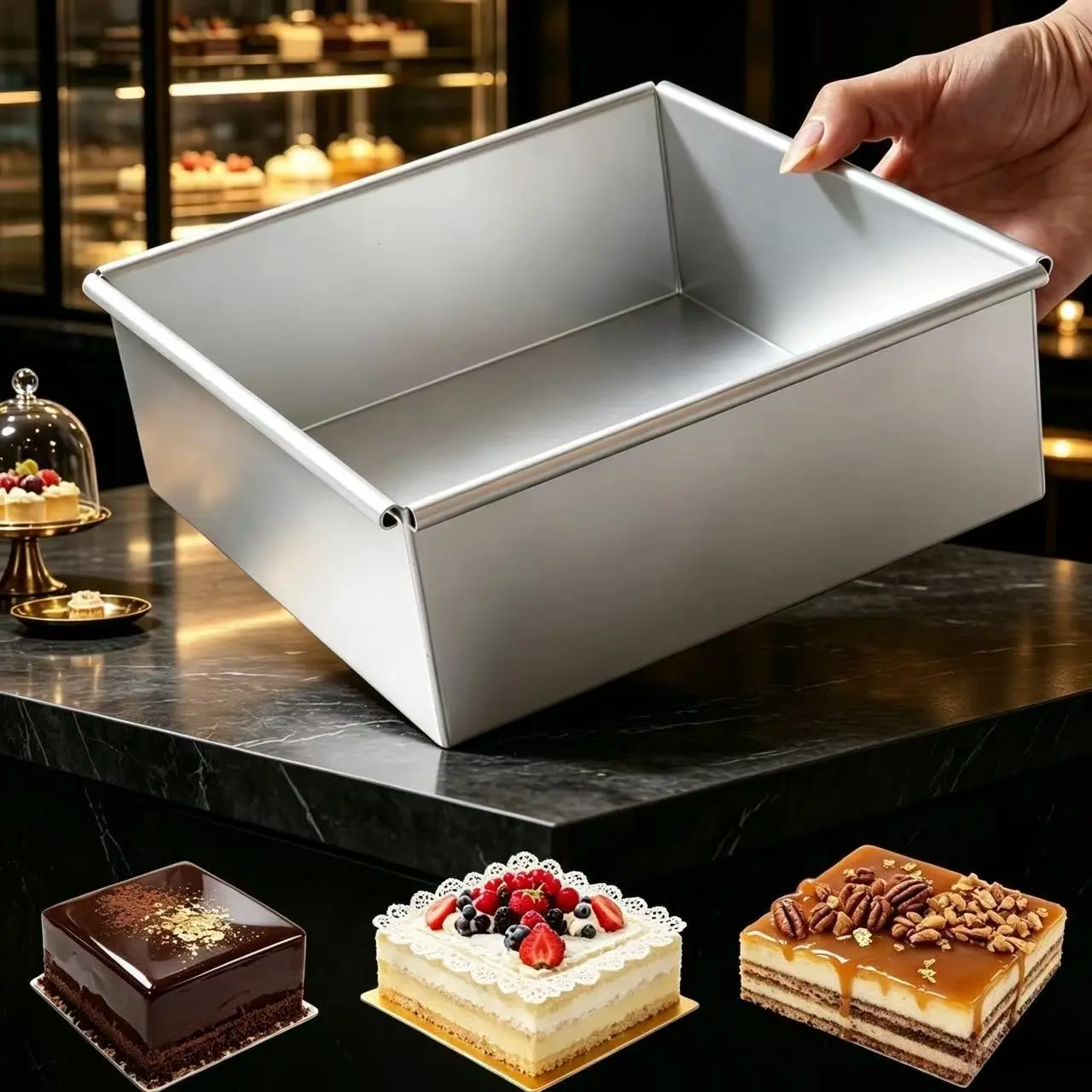 8/10 inch Thickened Aluminum Square Cake Pan, Removable Bottom Tiramisu Cake Pan, Cake Mold, Bakeware, High Temperature Resistant and Easy to Release, for Oven Baking, Perfect for Thanksgiving, Birthday